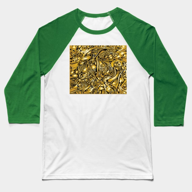 Gold and black Baseball T-Shirt by BraveCoward